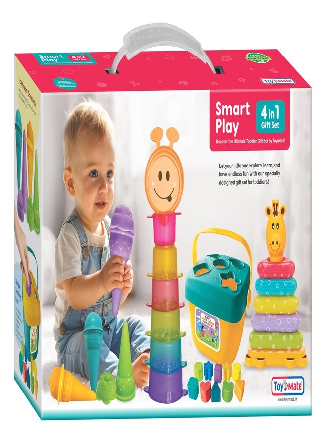 toymate Smart Play 4-in-1 Gift Set - Educational Toddler Toys for 12-36 Months, Shape Sorter, Stacking Rings, Nesting Cups & Pretend Ice Cream Play, Learning Playset for Boys & Girls - Image 1